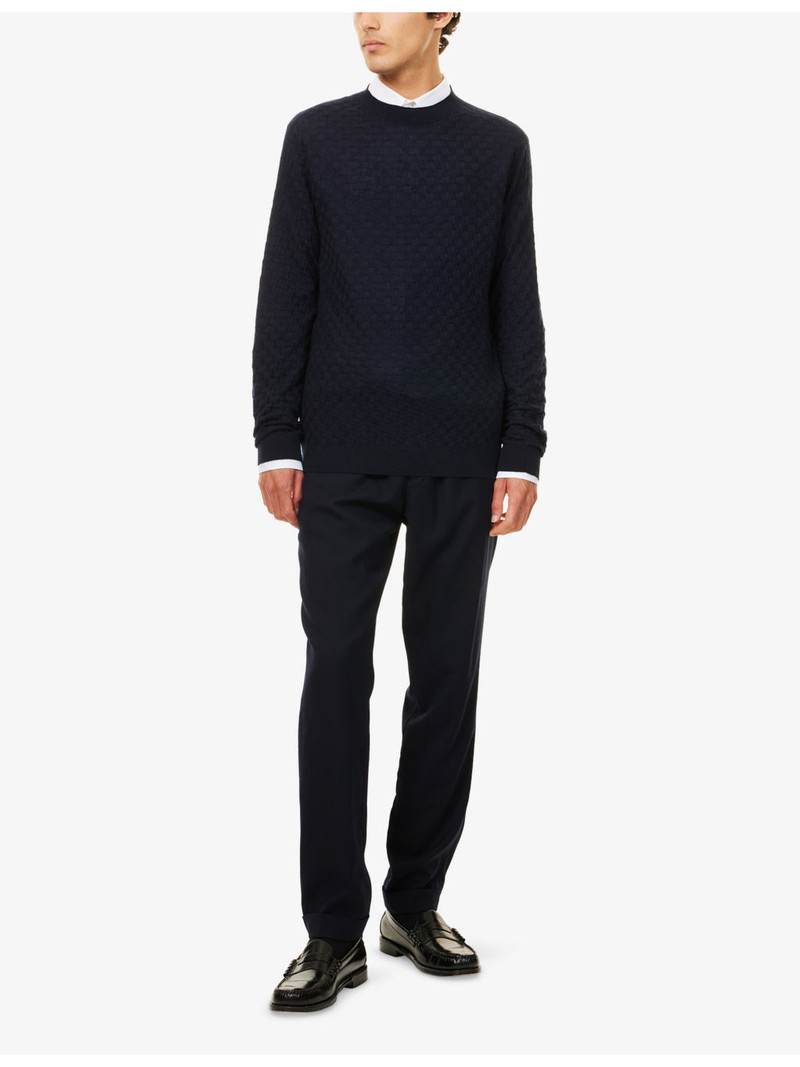 GIORGIO ARMANI Textured Crew Neck Cashmere-Silk Knitted Jumper outlook