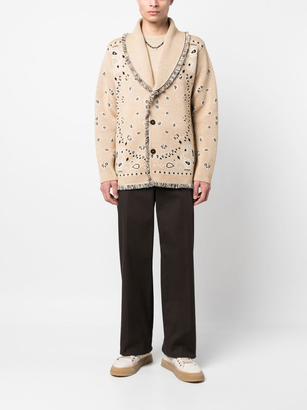 bandana-print jacquard knitted cardigan - 2