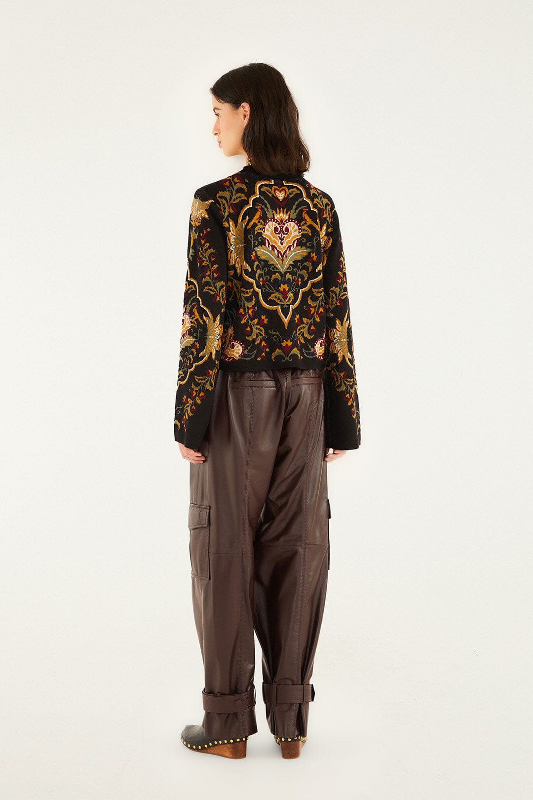 Black Majestic Hearts Knit Cardigan - 4