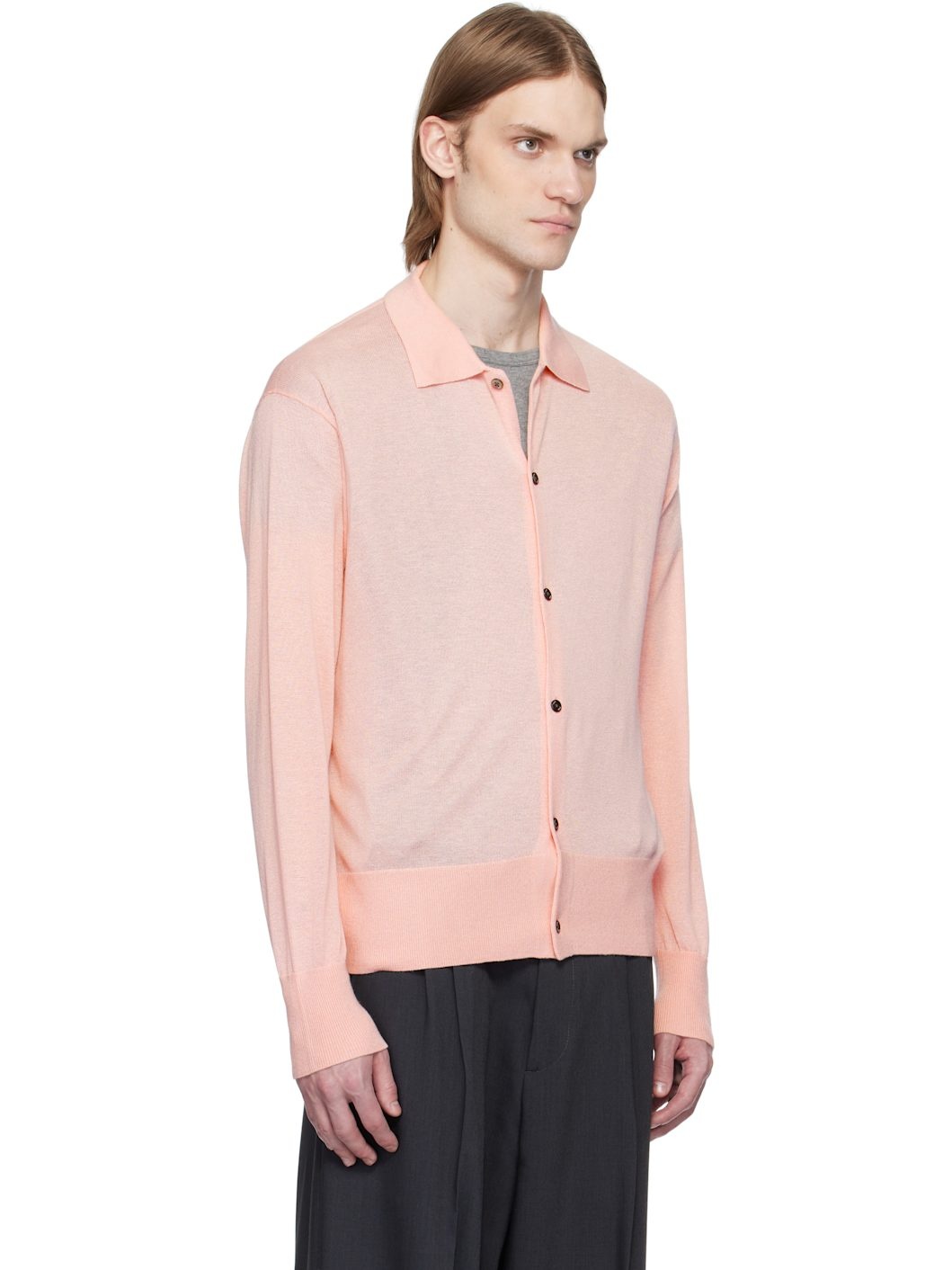 Pink Silk Cashmere Sheer Cardigan - 2