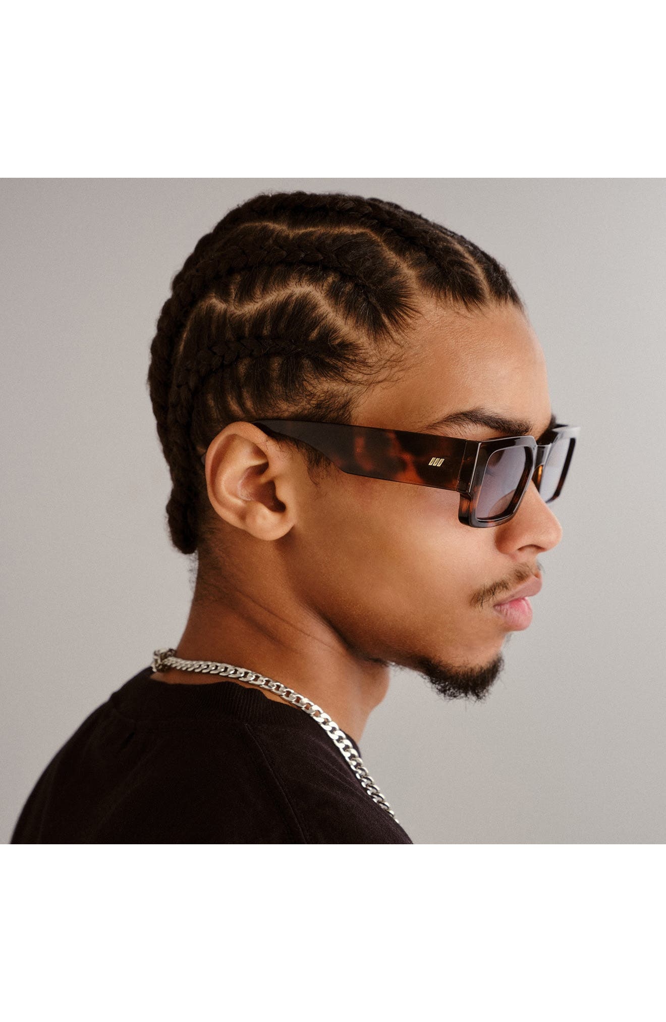 Le Specs Contemplation 54mm Rectangular Sunglasses in Super Dark Tort/Smoke Tint at Nordstrom - 7