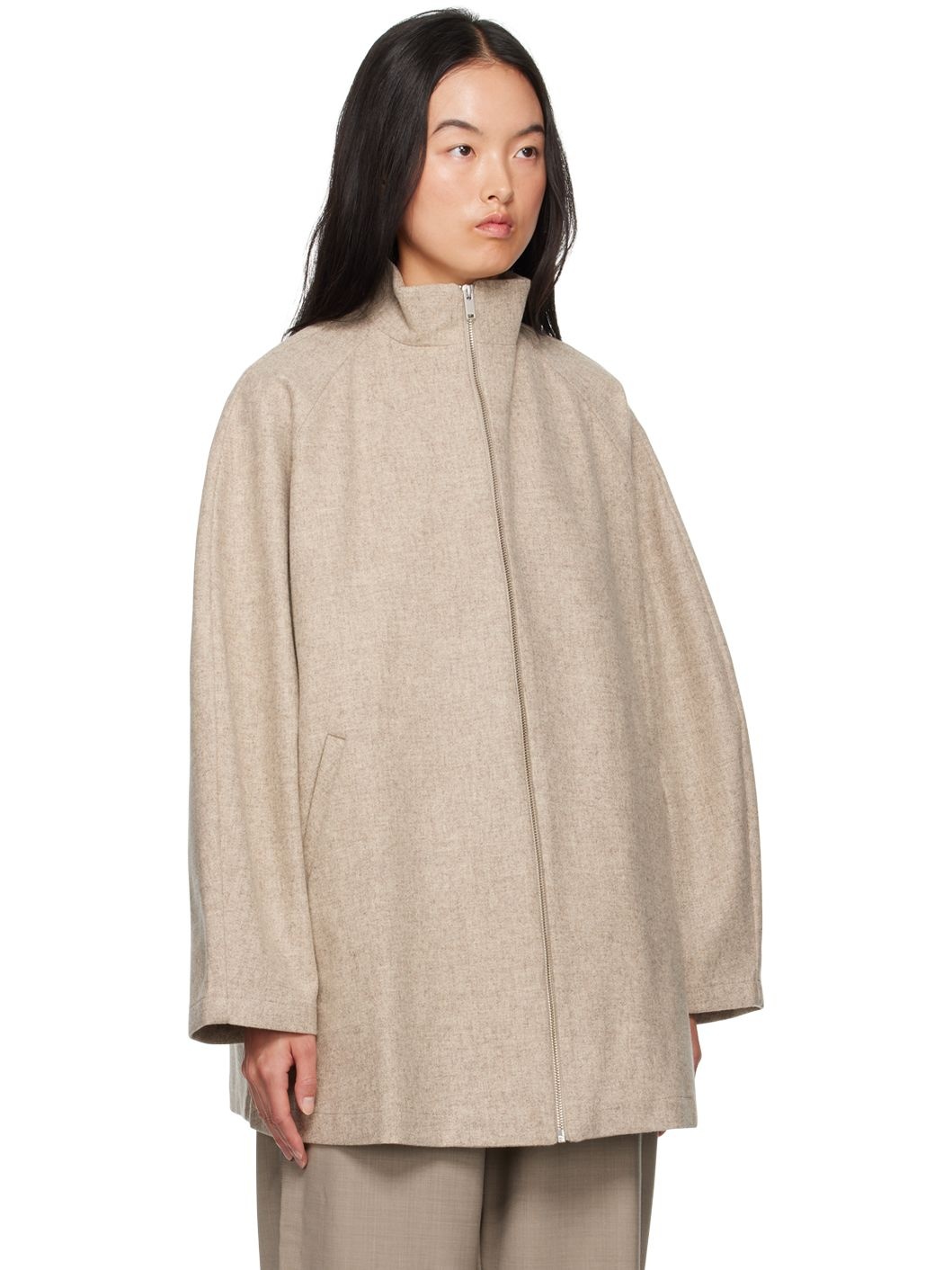 Taupe Virgin Wool Utility Jacket - 2
