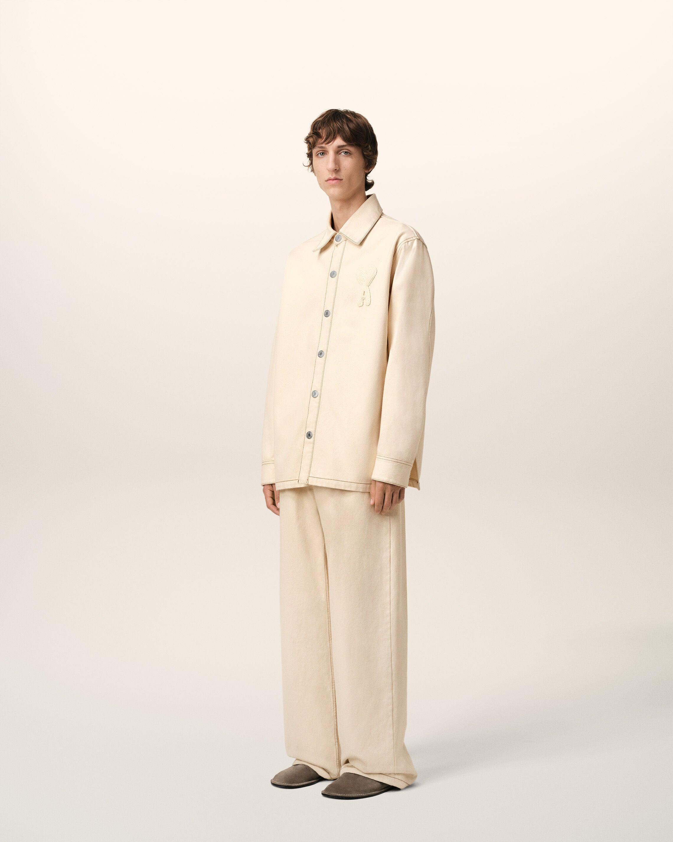 BEIGE COTTON AMI DE COEUR OVERSHIRT - 6