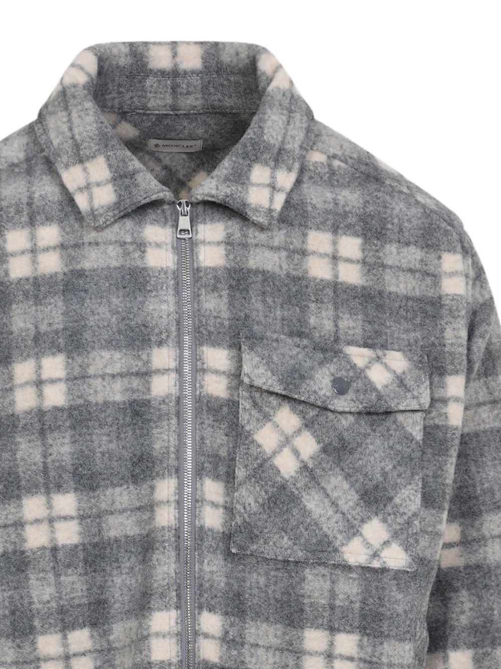 checked-print zip-up shirt jacket - 4