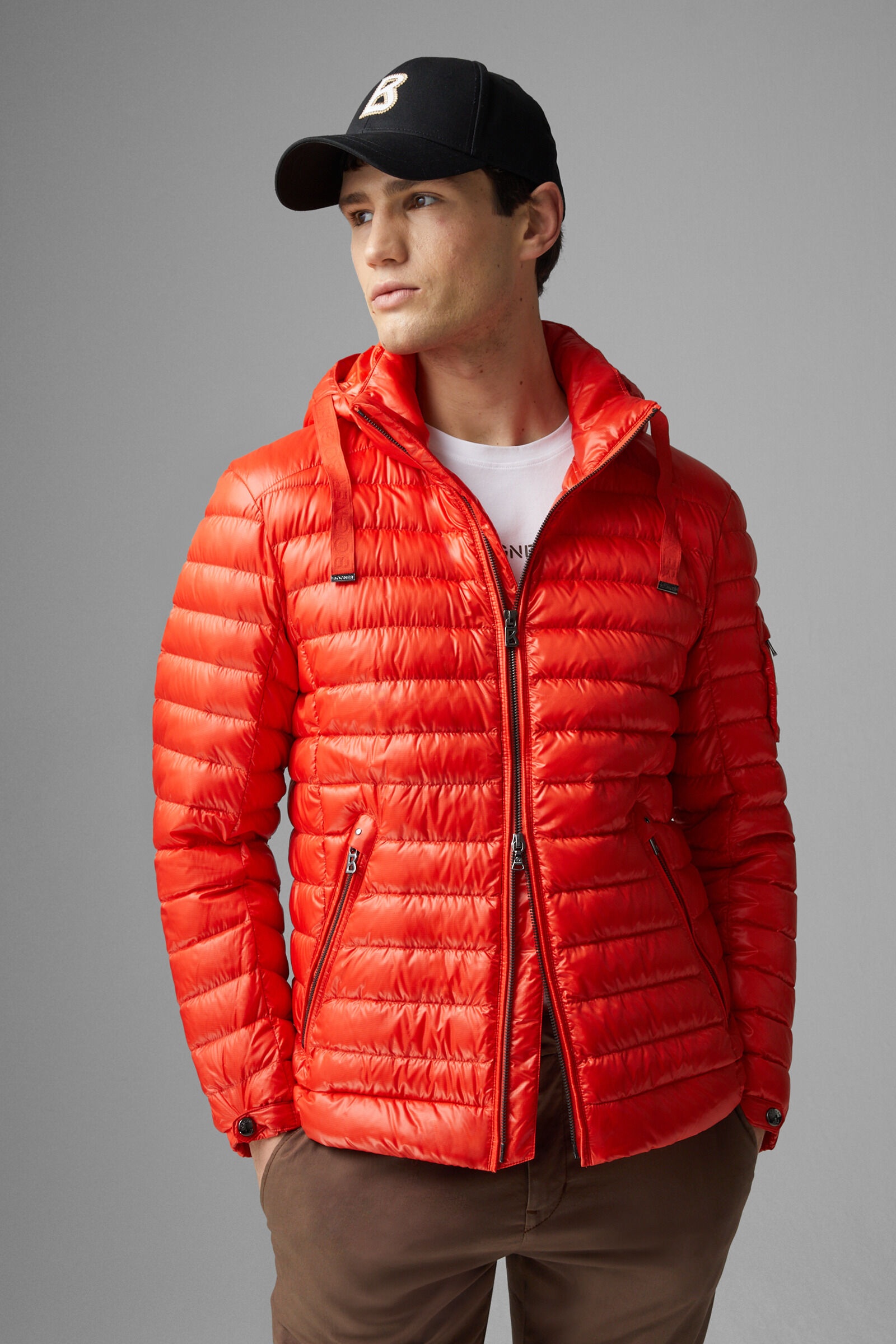 Loke lightweight down jacket in Coral - 2