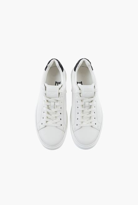 White calfskin and glittery black B-Court sneakers - 4