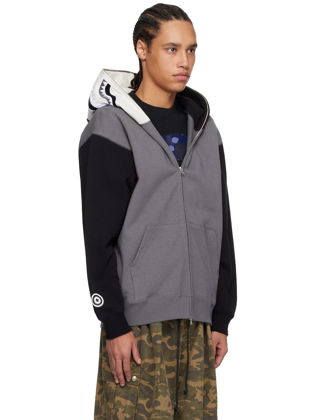 Black & Gray Shark Full Zip #1 Hoodie - 2