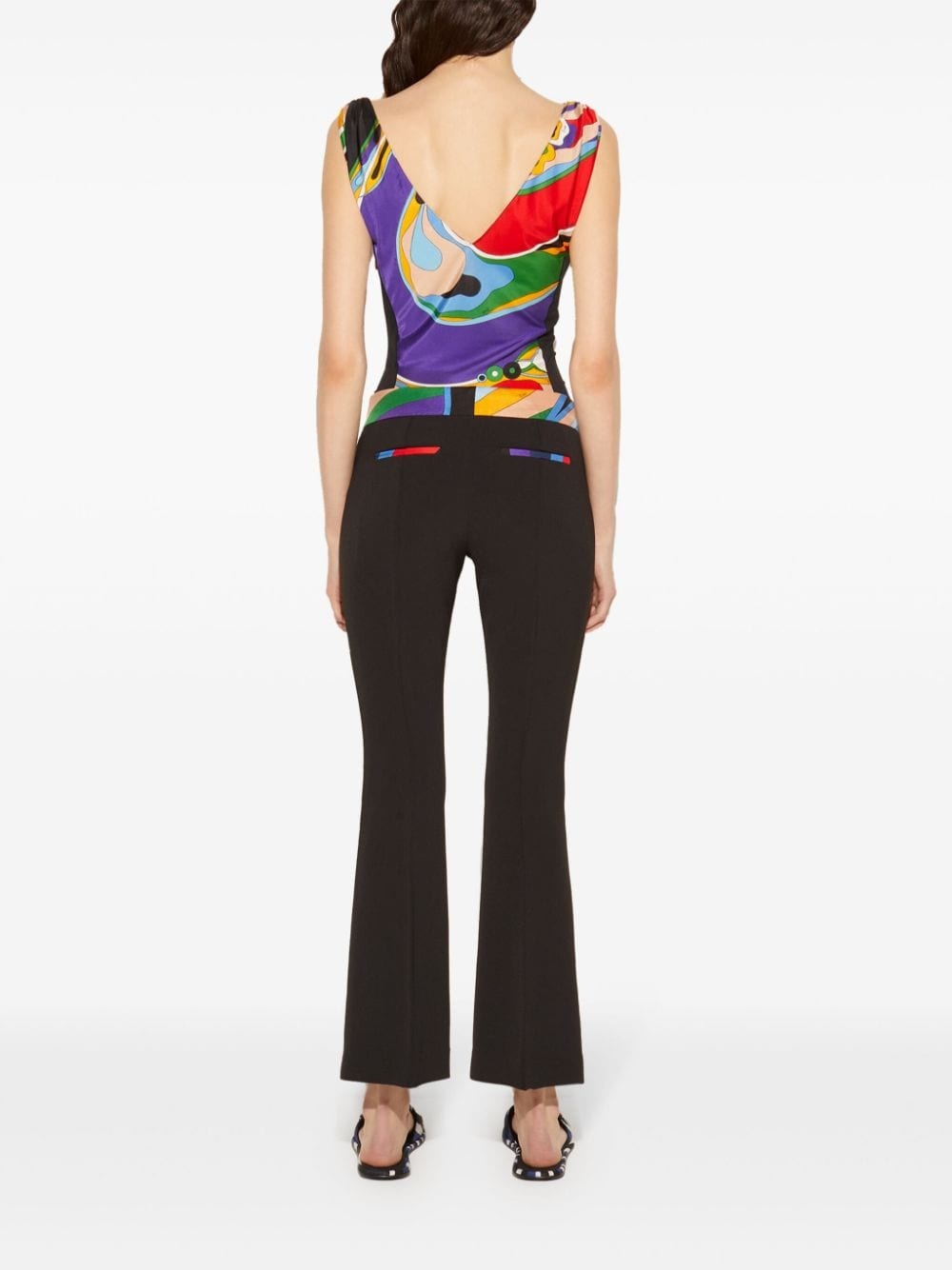 abstract-print trim cropped trousers - 4