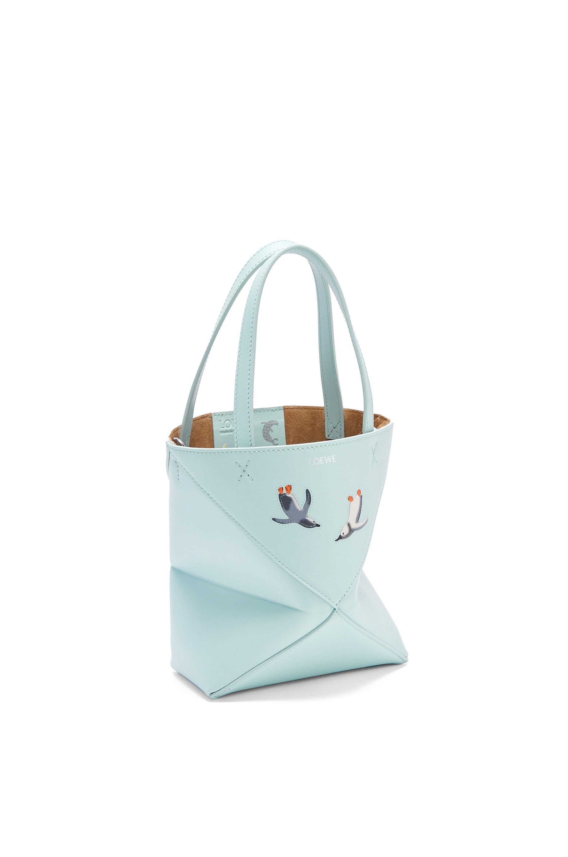 Penguin mini Puzzle Fold tote in shiny calfskin - 3