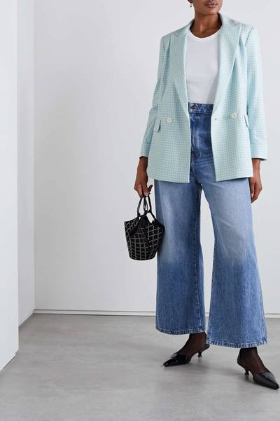 Alice + Olivia Justin gingham woven double-breasted blazer outlook