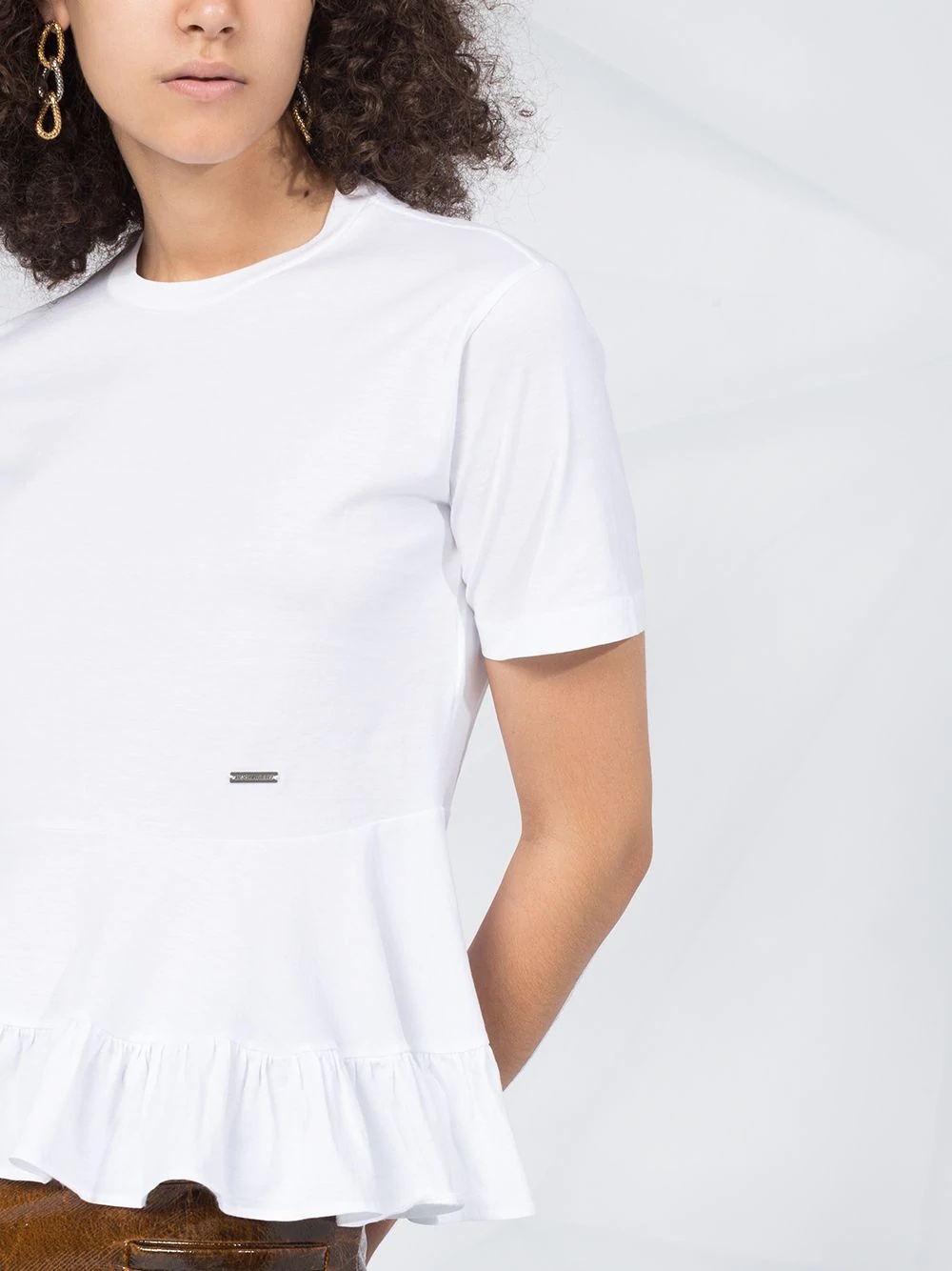 ruffled-hem cotton T-shirt - 5