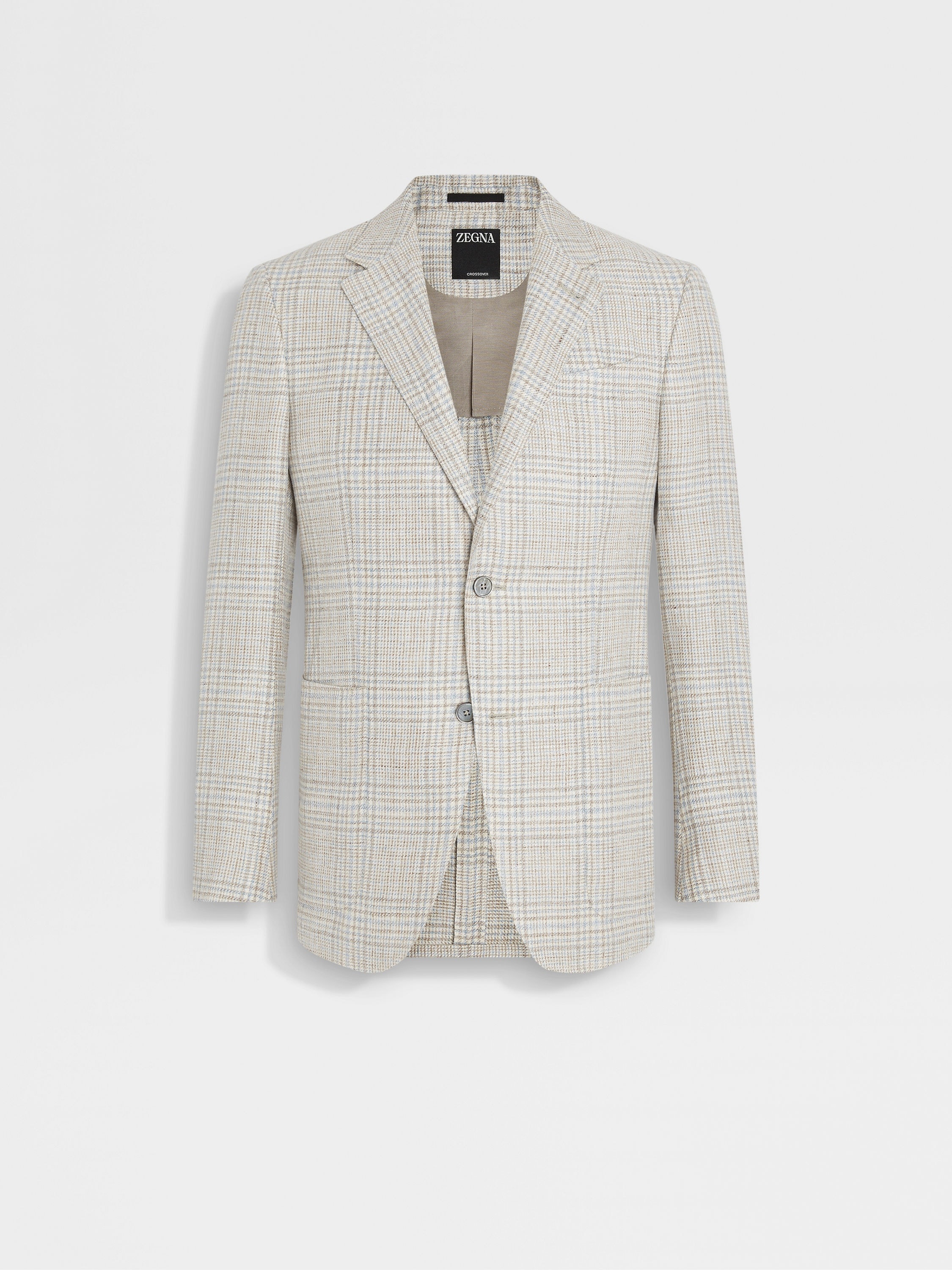 LIGHT BEIGE CROSSOVER LINEN WOOL AND SILK JACKET - 2