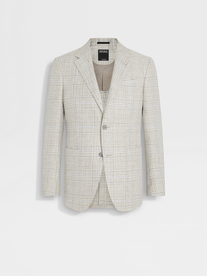 ZEGNA LIGHT BEIGE CROSSOVER LINEN WOOL AND SILK JACKET outlook