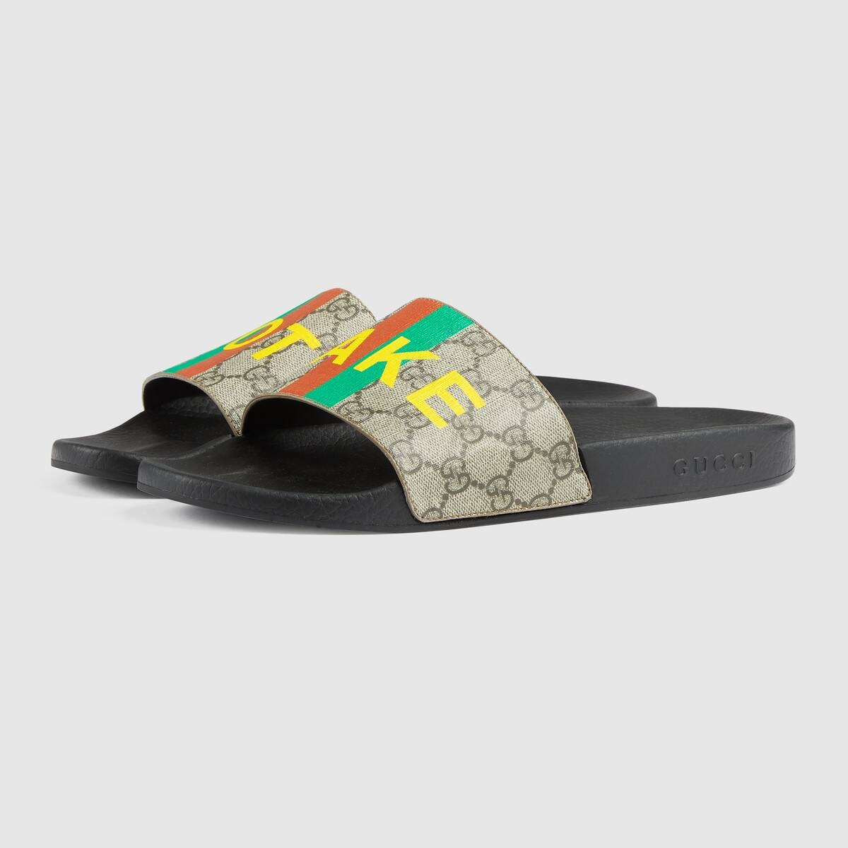 Men's 'Fake/Not' print slide sandal - 3