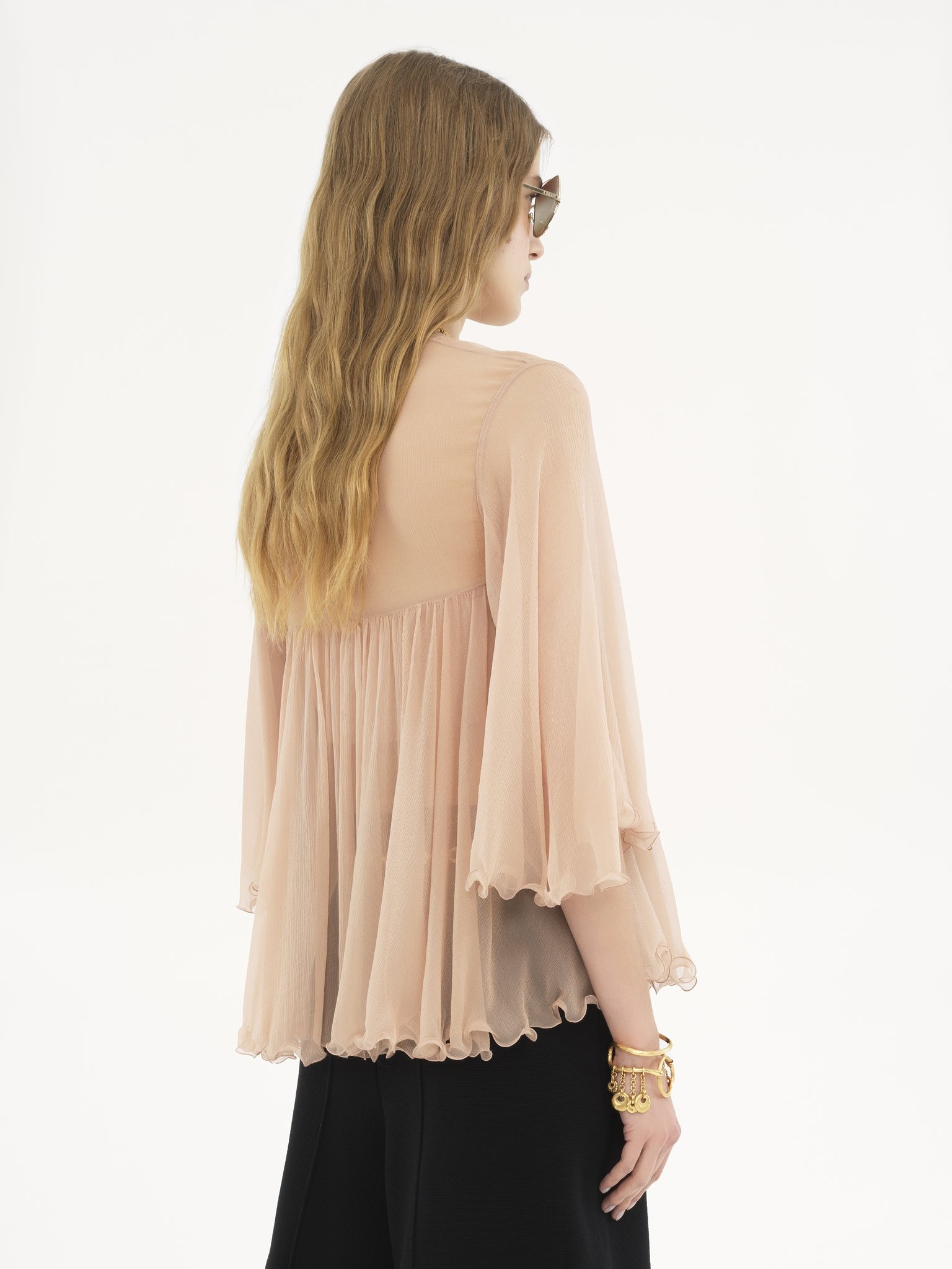 PLEATED TOP IN SILK MOUSSELINE - 5