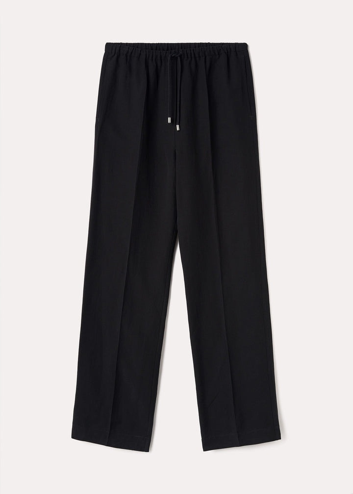 Press-creased drawstring trousers black - 1