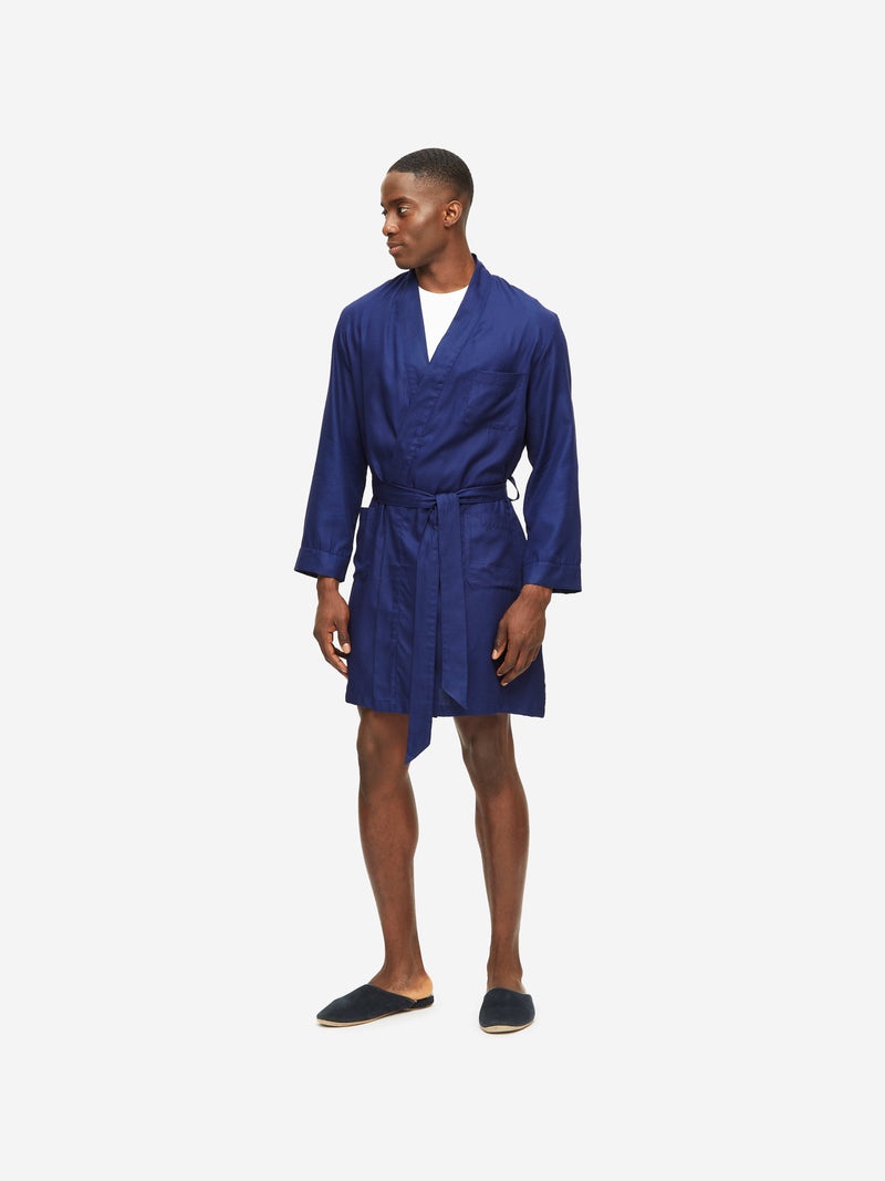 Men's Lounge Gown Lombard 6 Cotton Jacquard Navy - 3