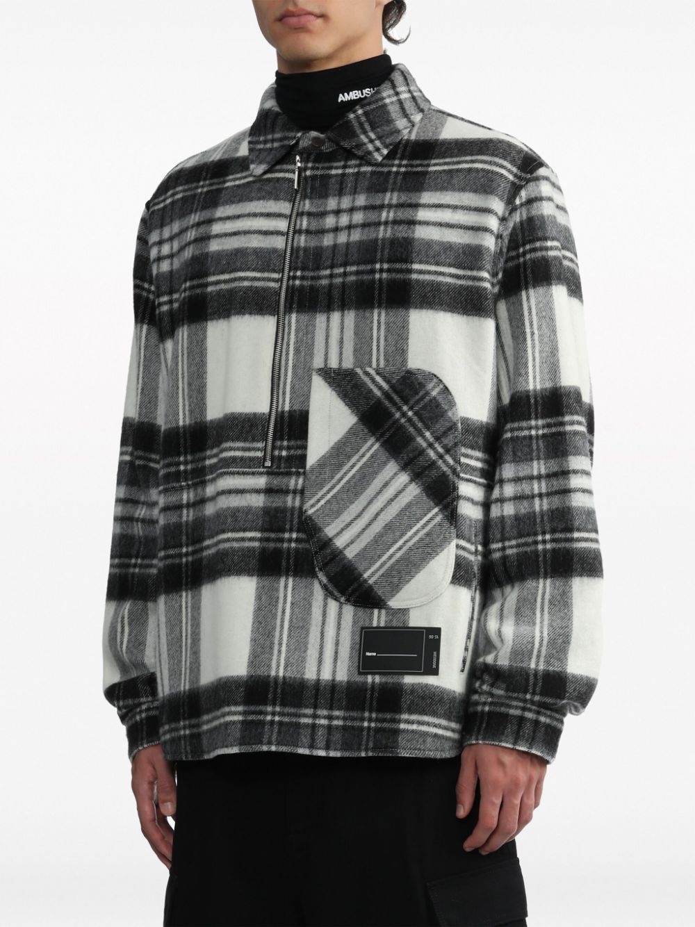 half-zip plaid wool shirt - 6