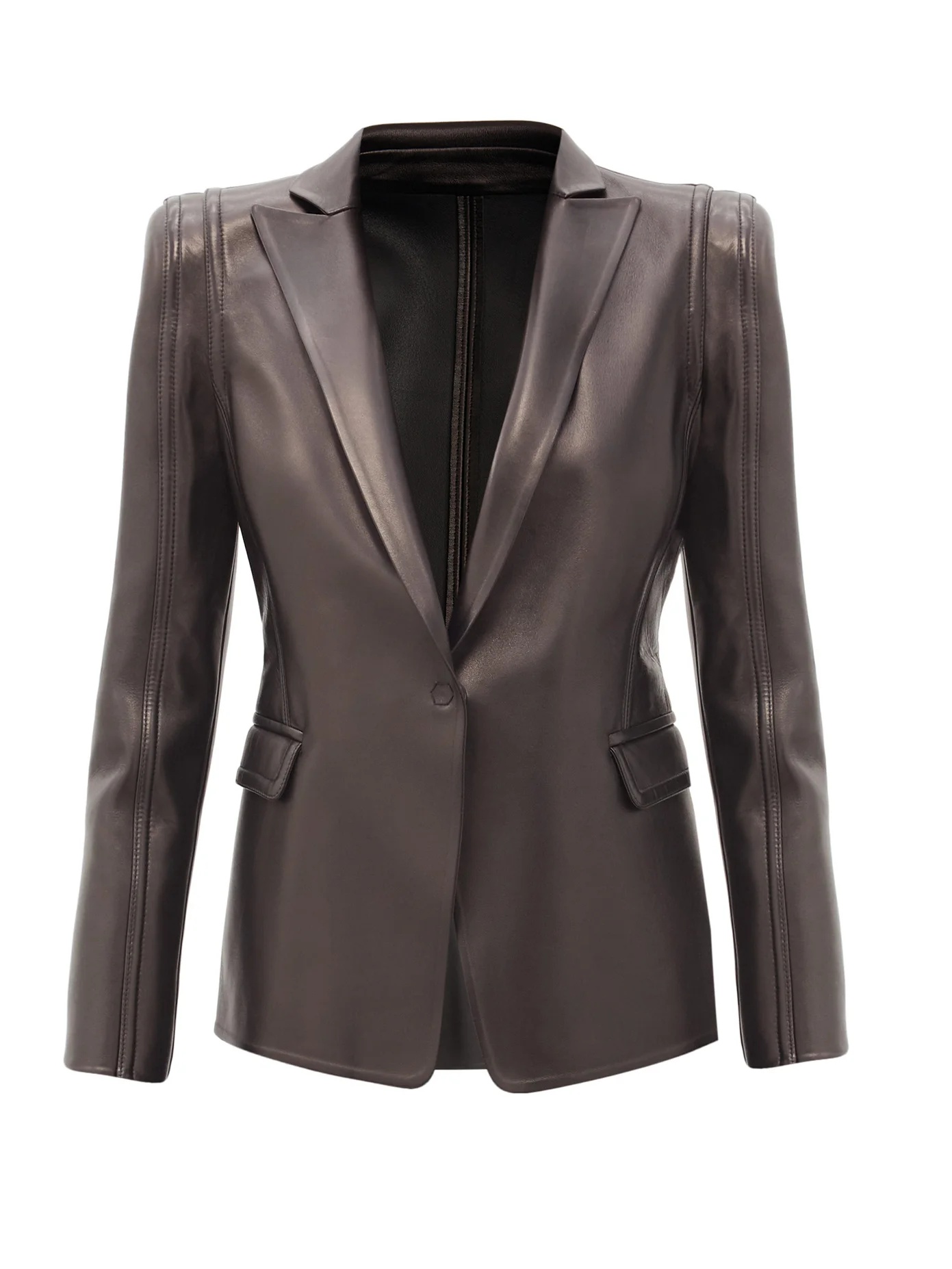 Tailored single-breasted leather jacket - 1