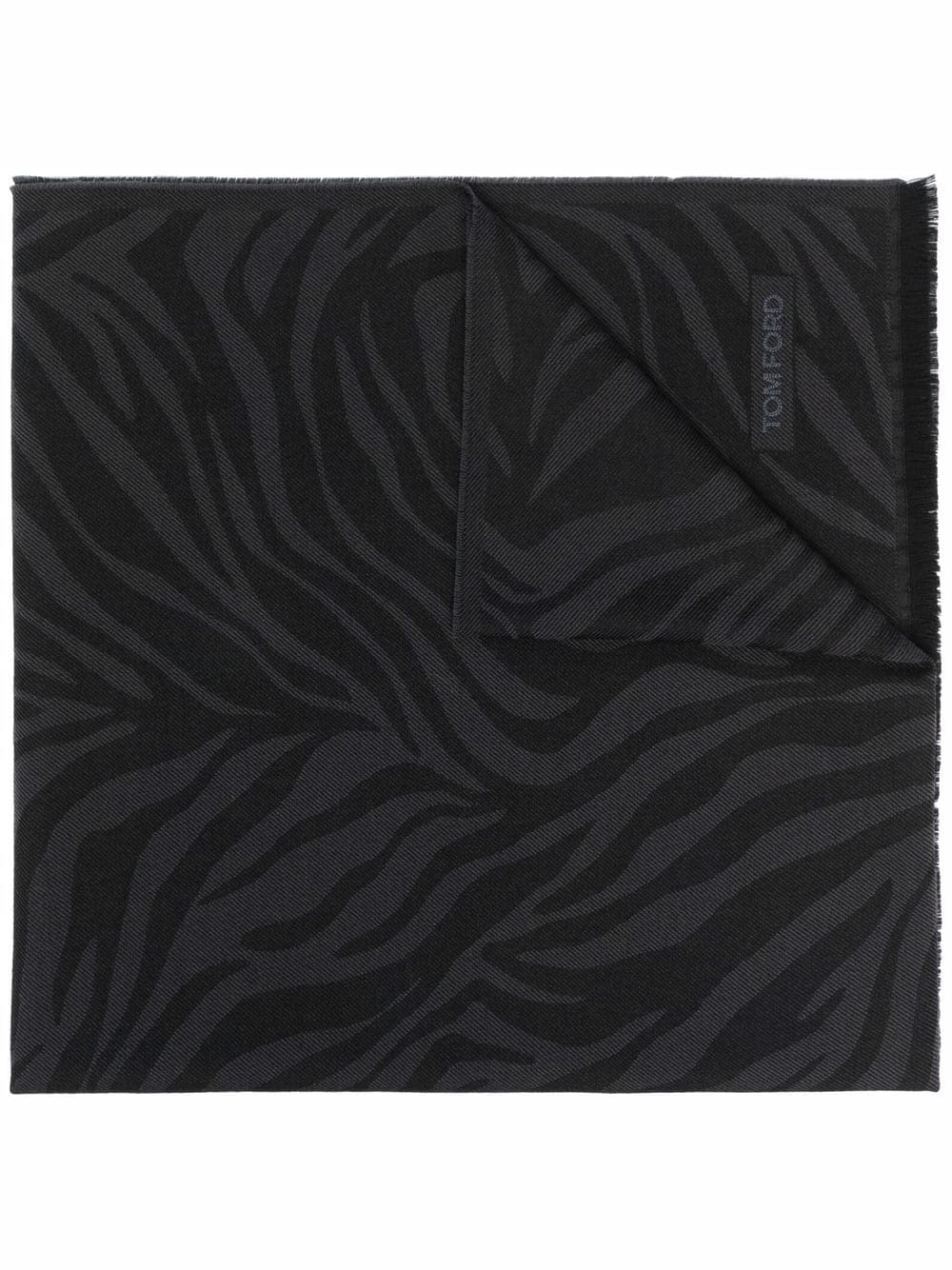 zebra-print wool scarf - 1