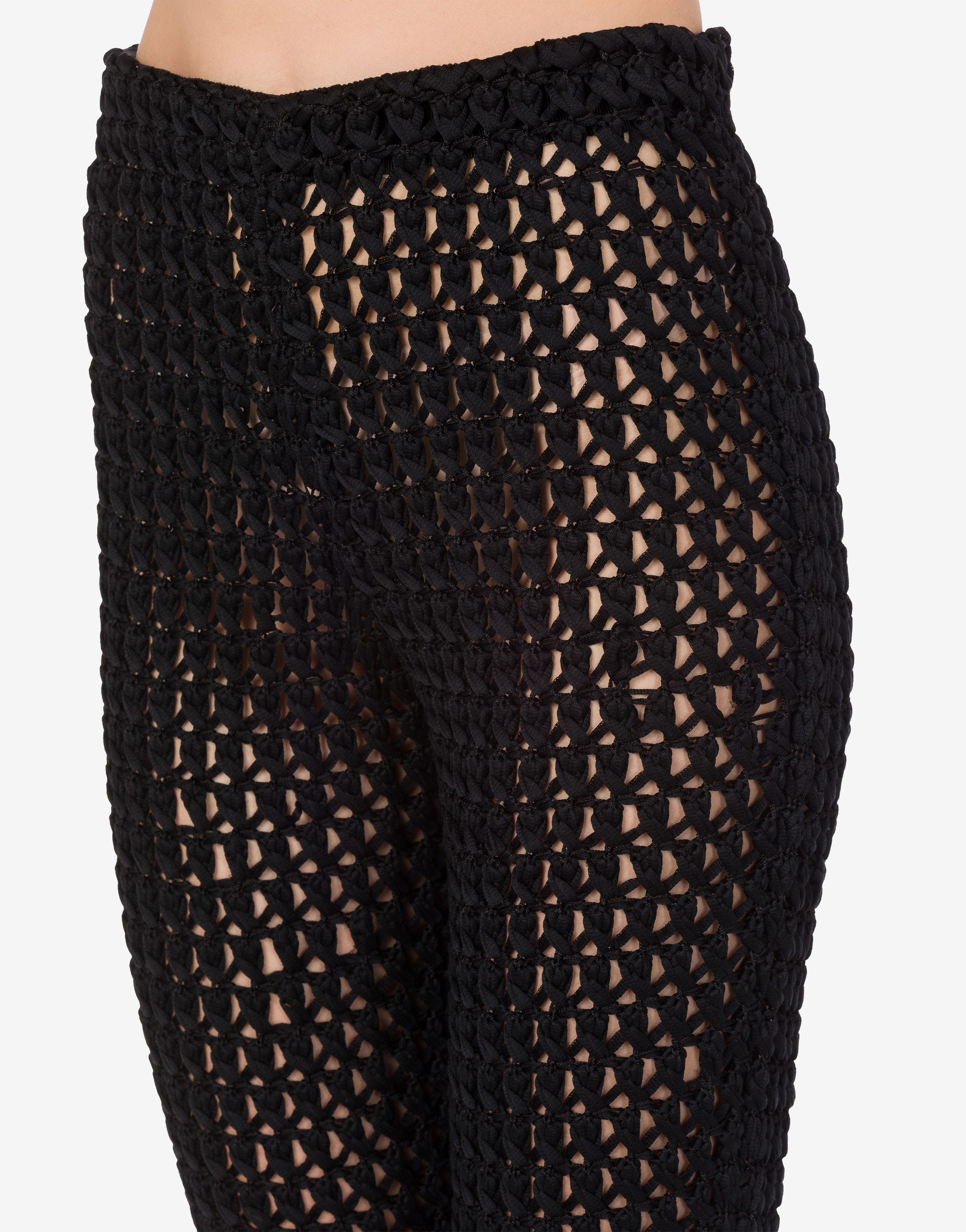 CROCHET EFFECT COTTON RIBBON TROUSERS - 4