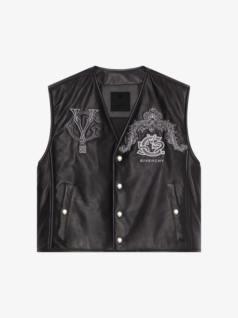 GIVENCHY CREST WAISTCOAT IN EMBROIDERED LEATHER 1