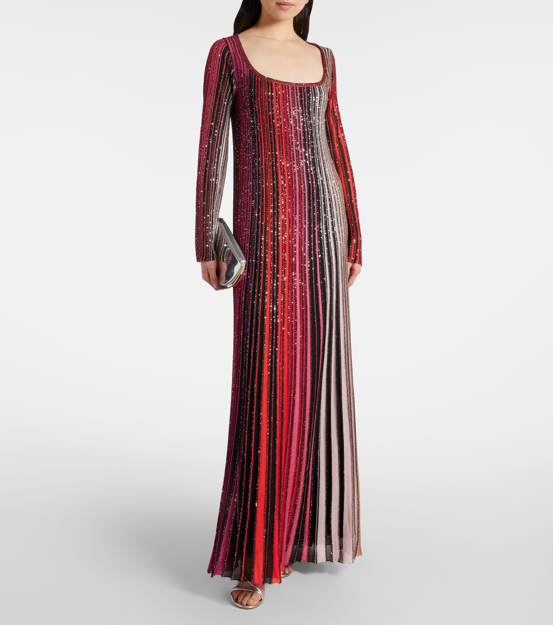 Striped plissé lamé maxi dress - 2