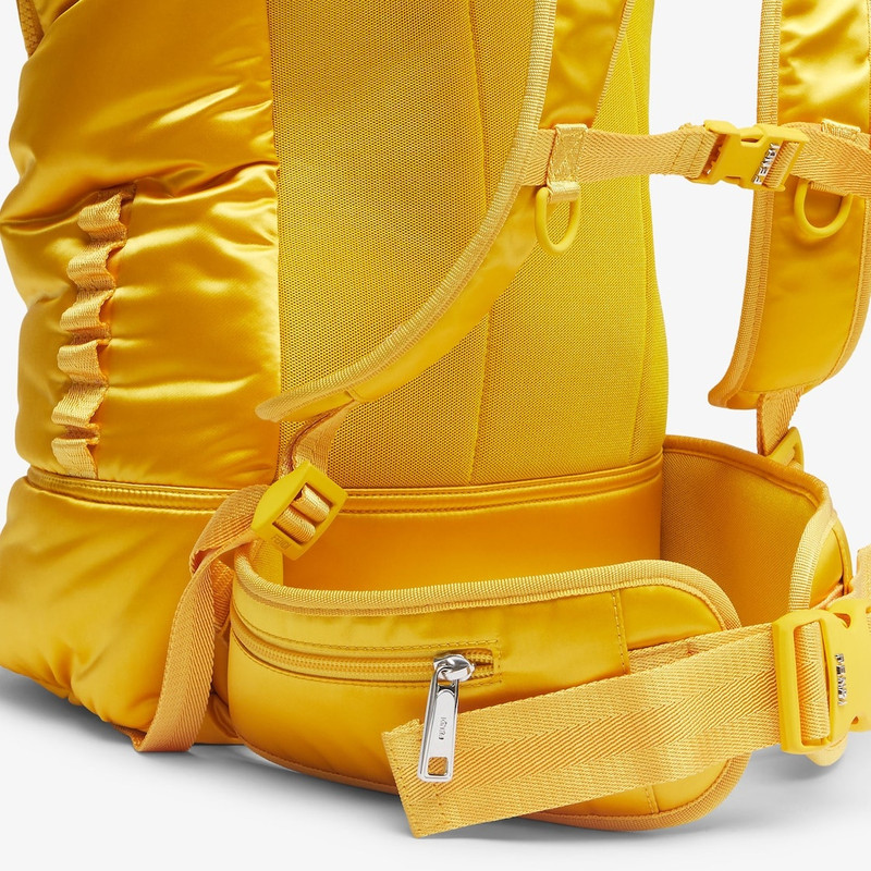 FENDI Rolltop backpack in yellow nylon, decorated with enameled tone on tone Baguette buckle. Button and h outlook