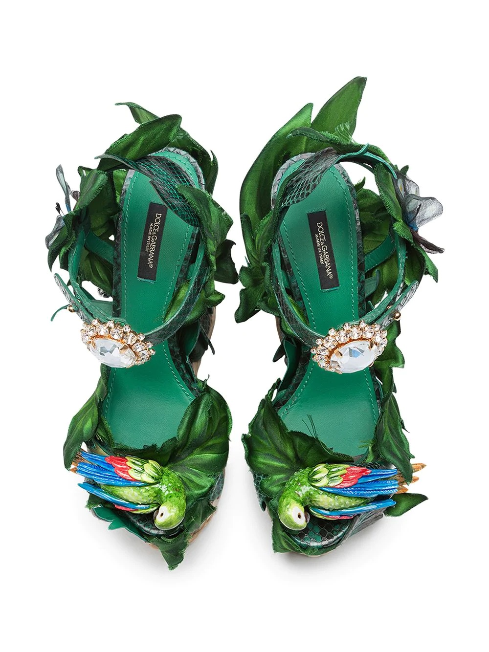 leaf embellished wedge sandals - 4