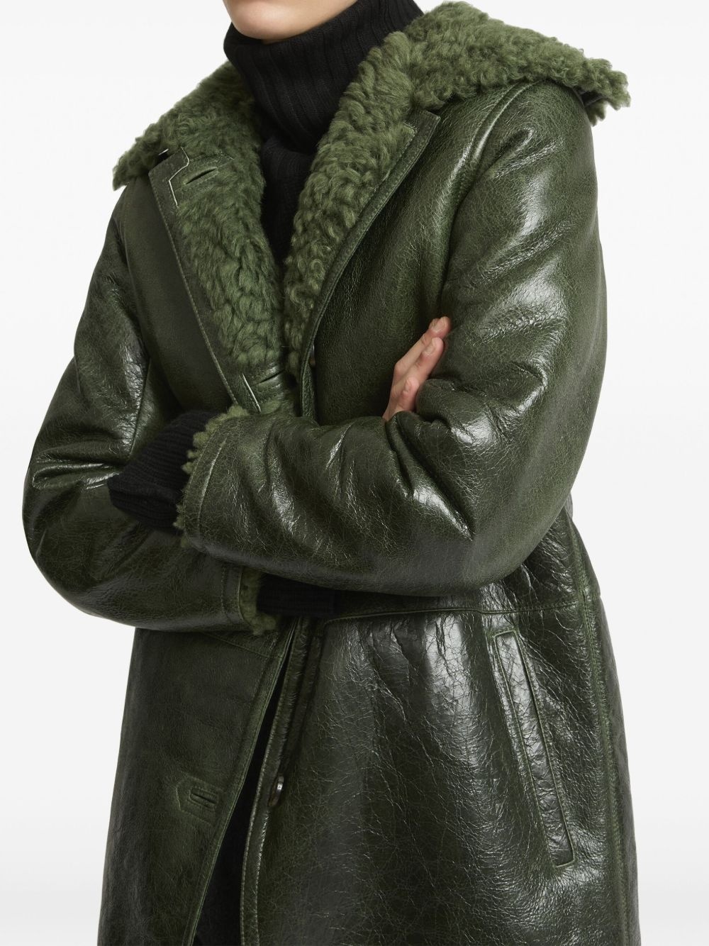 patent-finish leather coat - 6