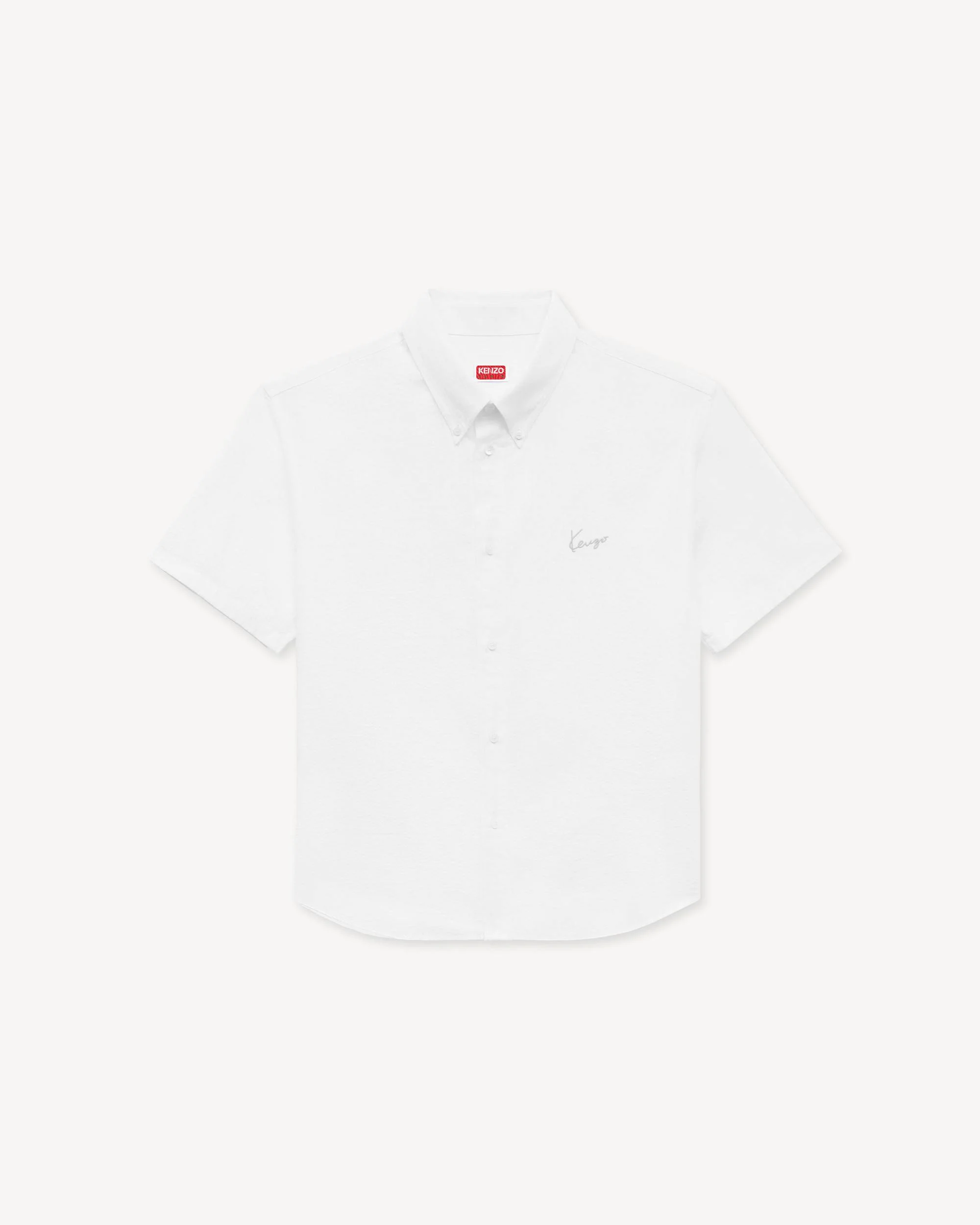 'KENZO Signature' casual short sleeve shirt in seersucker cotton - 1