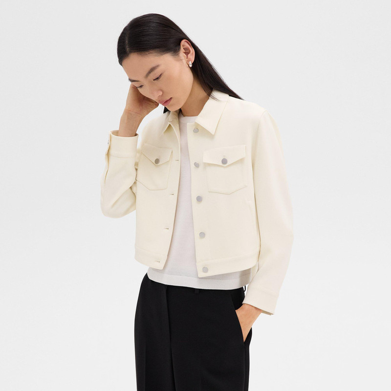 Shrunken Trucker Jacket in Admiral Crepe 2