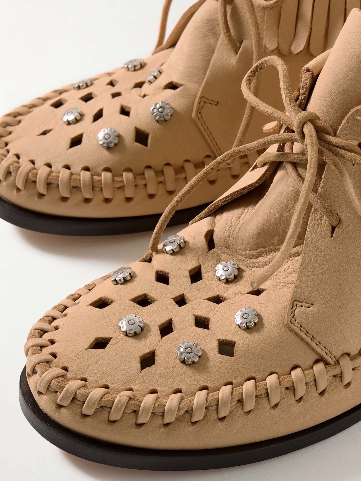 Felsa fringed embellished suede ankle boots Sand - 4