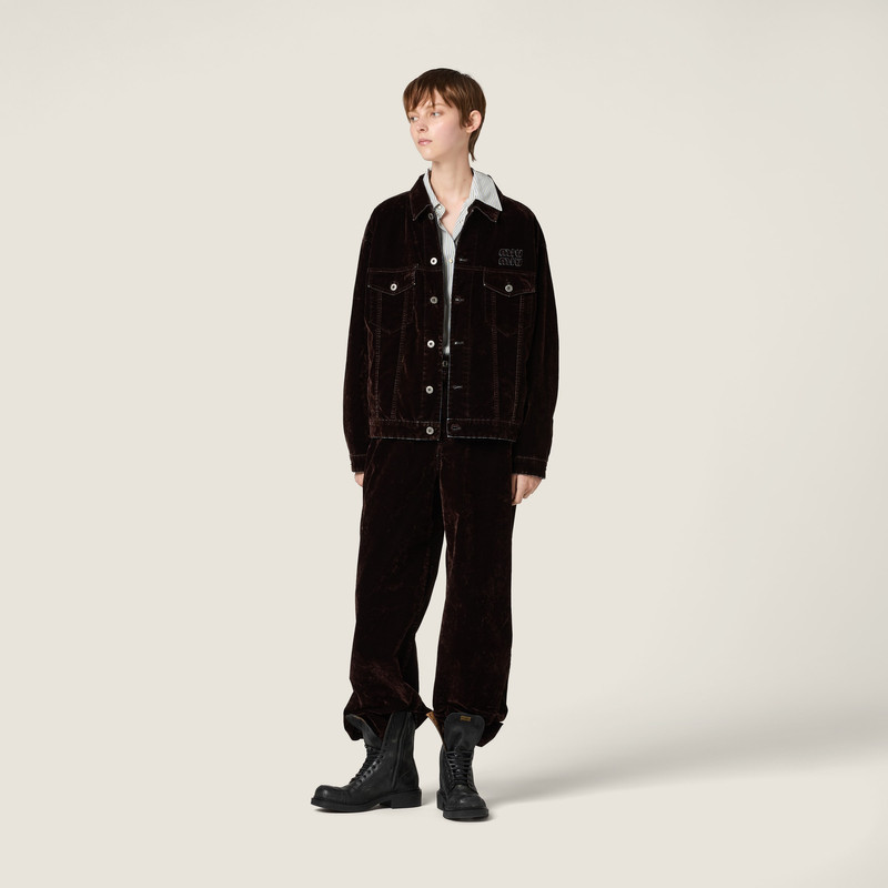 Miu Miu Flocked chambray jacket outlook