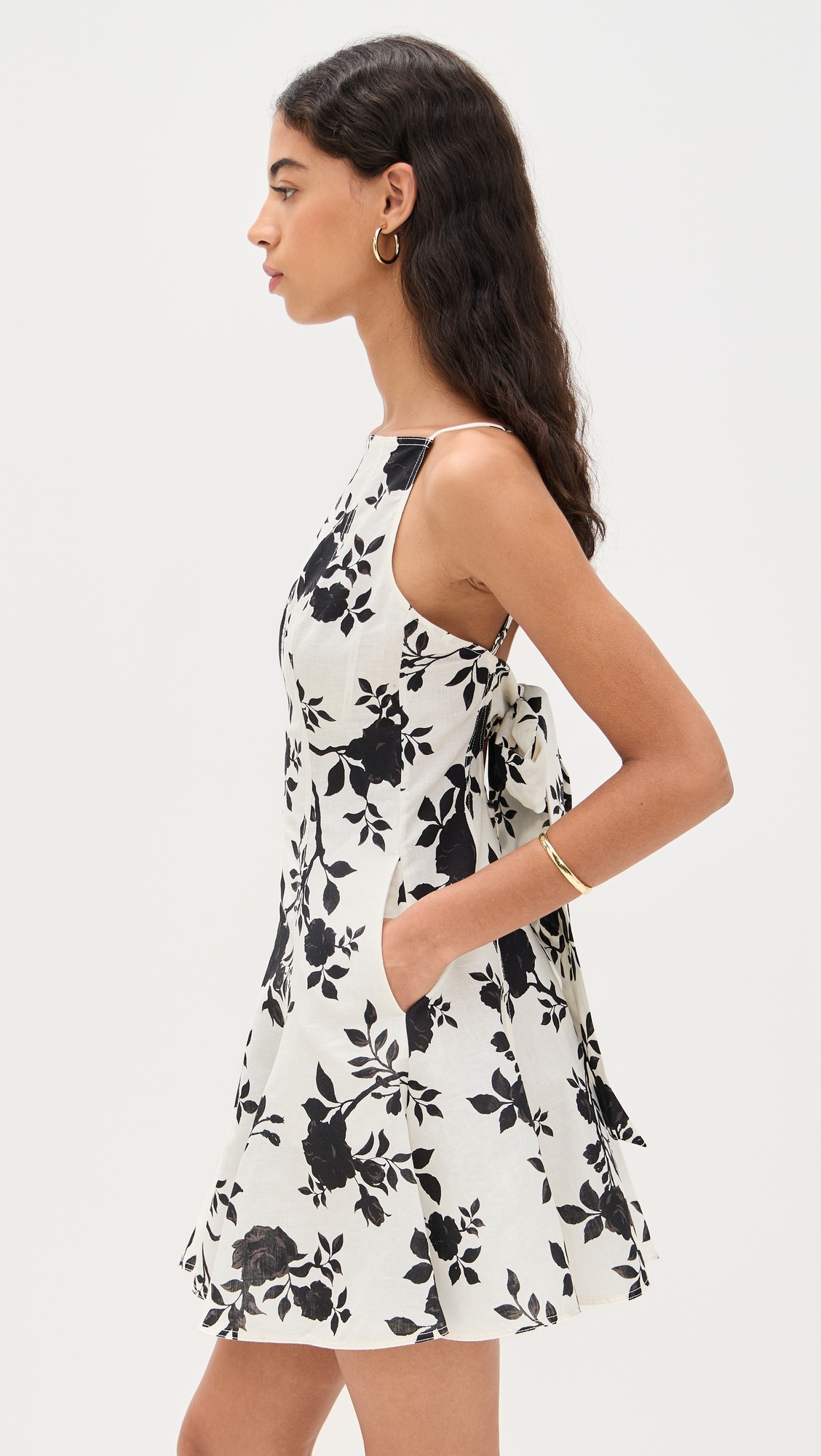 Floral Print Linen Mini Dress - 3