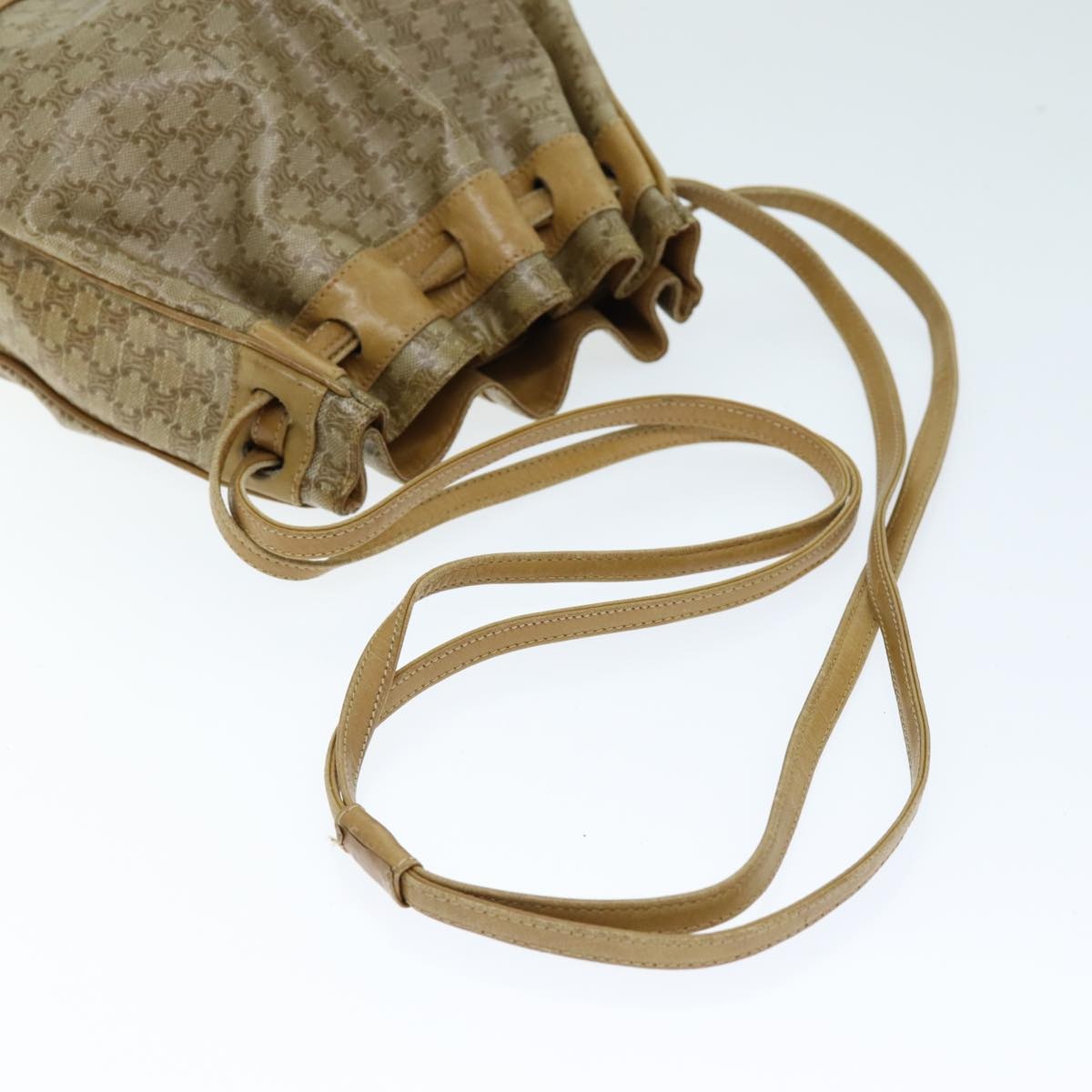 CELINE Macadam Canvas Shoulder Bag Beige - 7