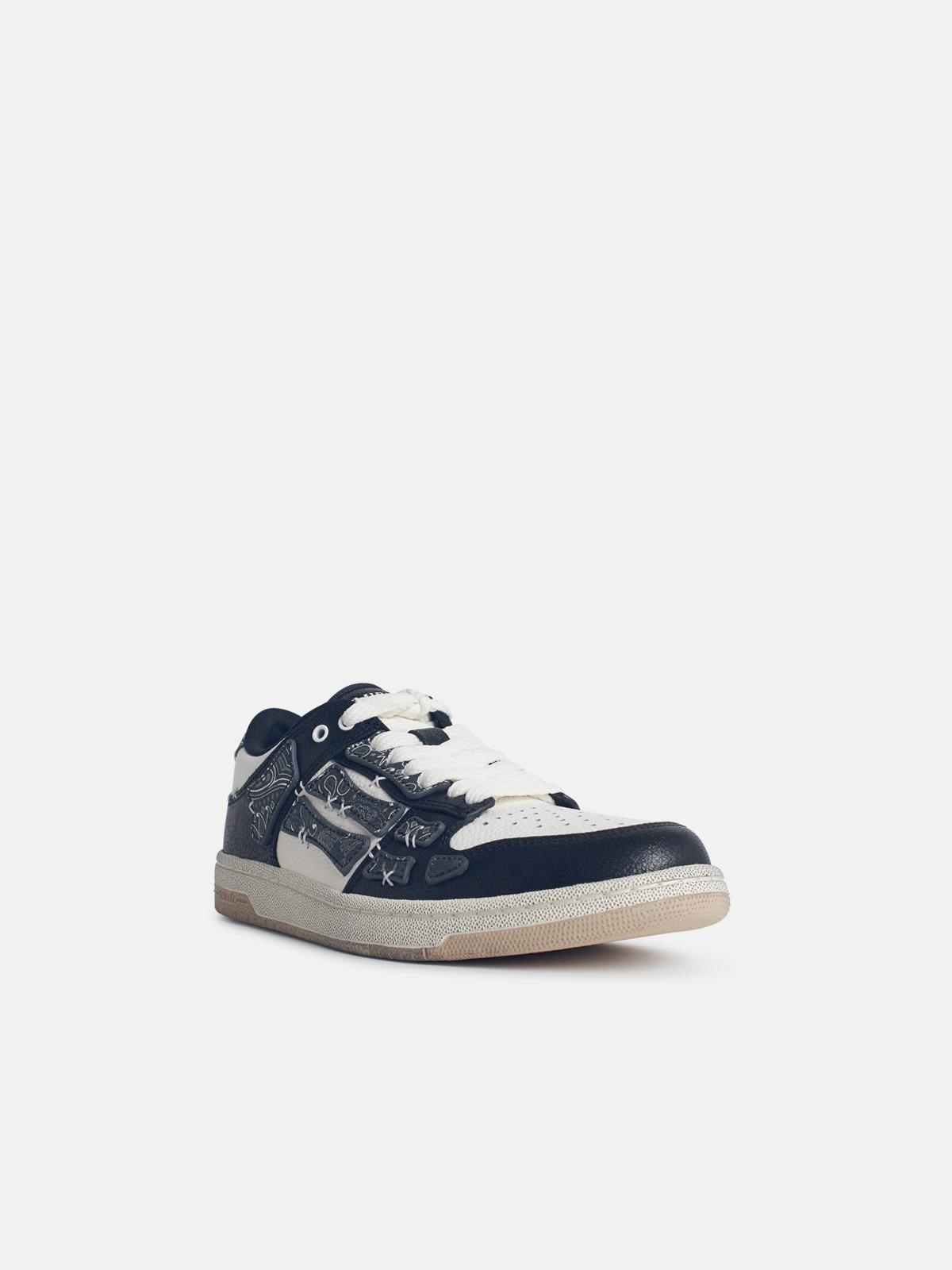 'BANDANA' BLACK LEATHER BLEND SNEAKERS - 2