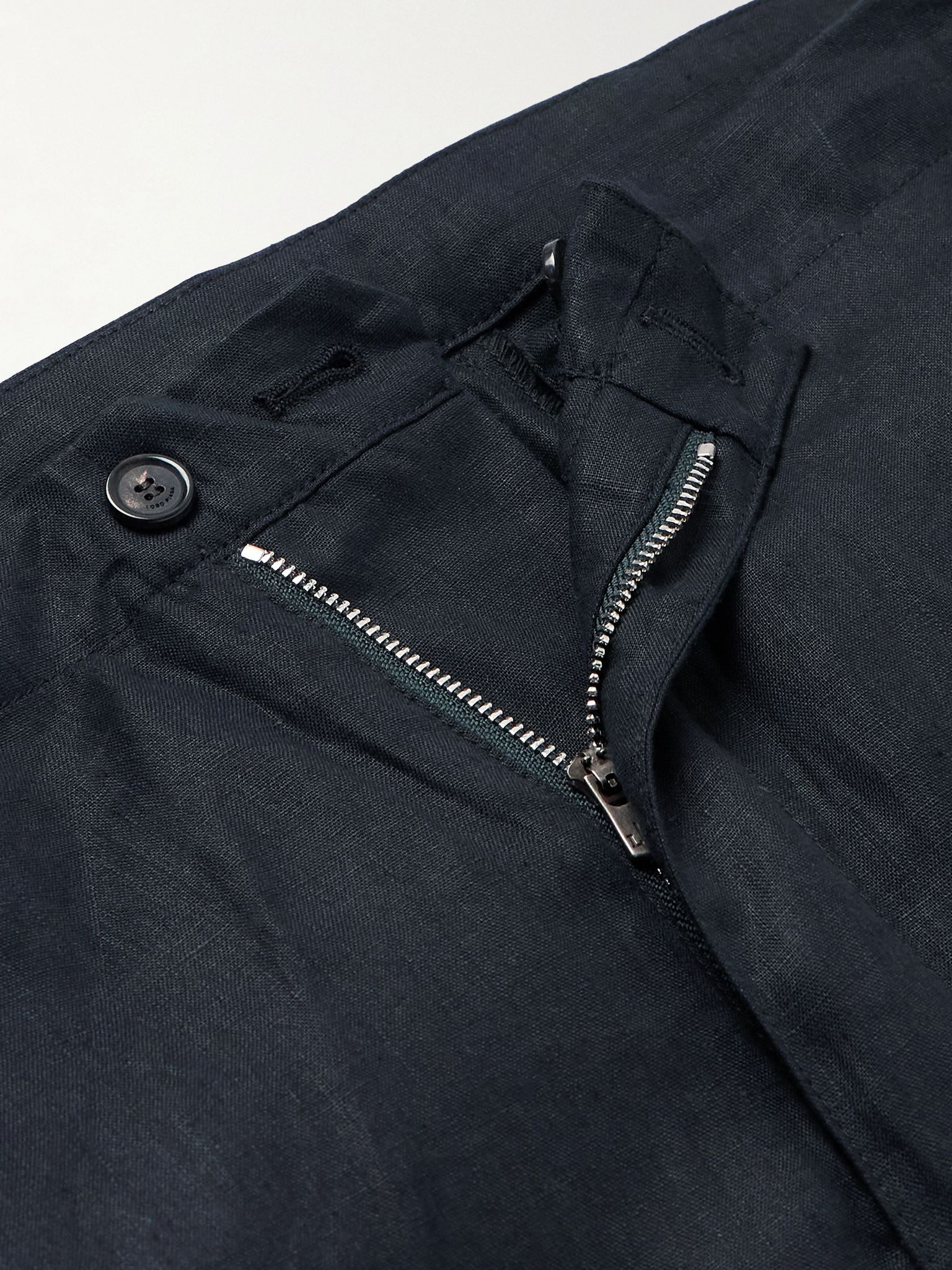Straight-Leg Linen Shorts Blue - 6