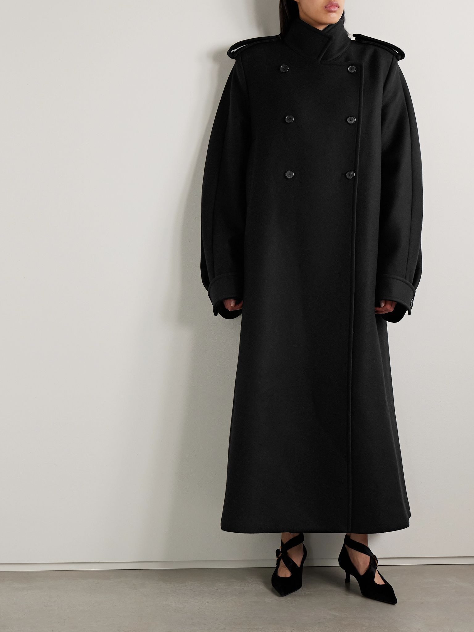Donna oversized double-breasted wool coat Black - 3