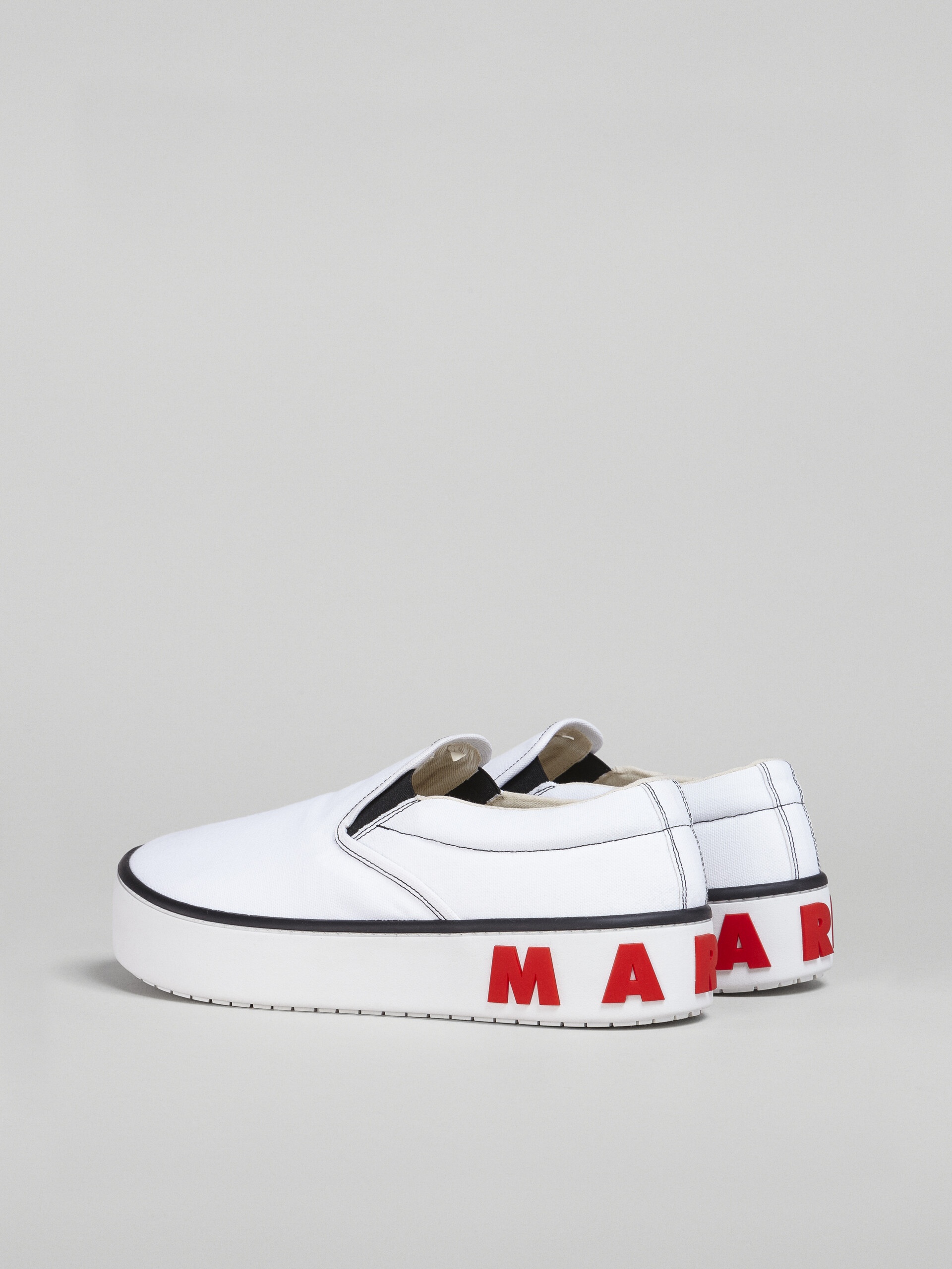 WHITE LEATHER SLIP-ON SNEAKER WITH MAXI LOGO - 3