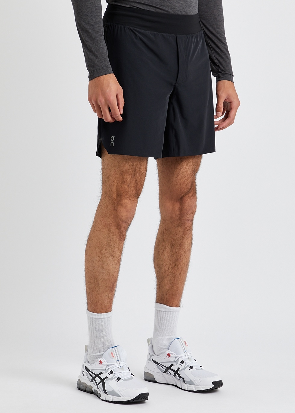 Black panelled stretch-shell shorts - 2