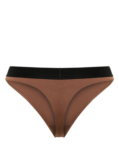 TOM FORD Brown Fine-Ribbed Logo-Waist Briefs outlook