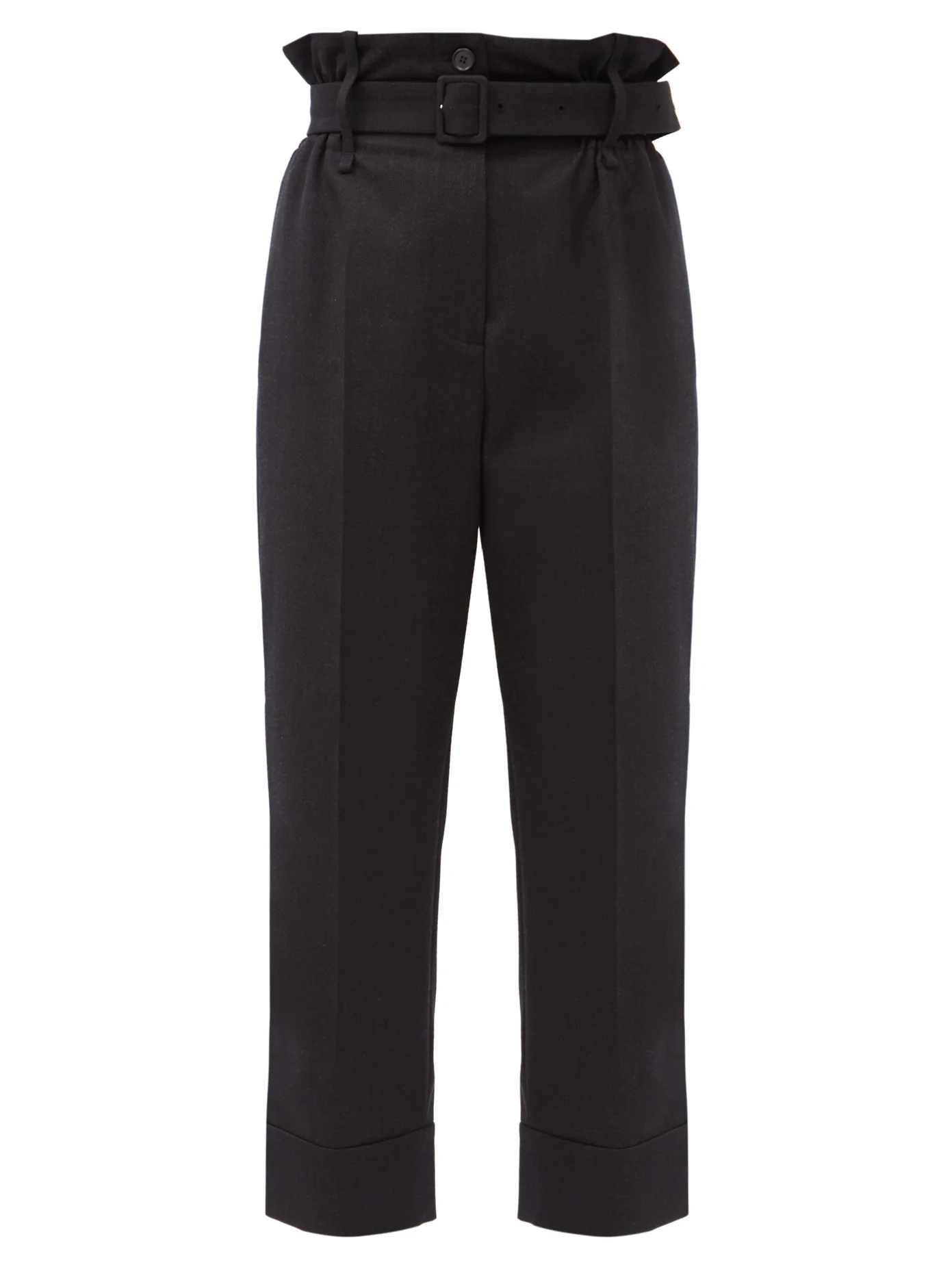 Paperbag-waist twill trousers - 1