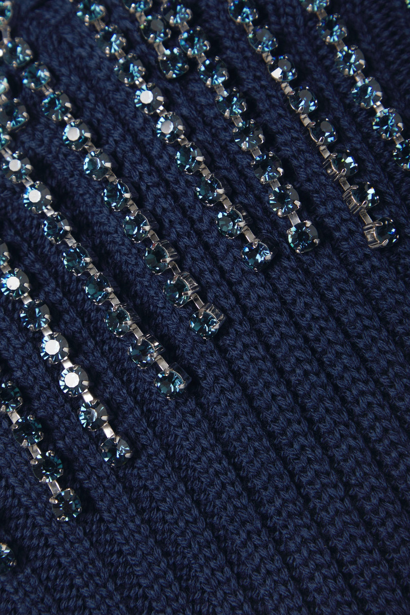 Cold-shoulder crystal-embellished ribbed wool sweater 4