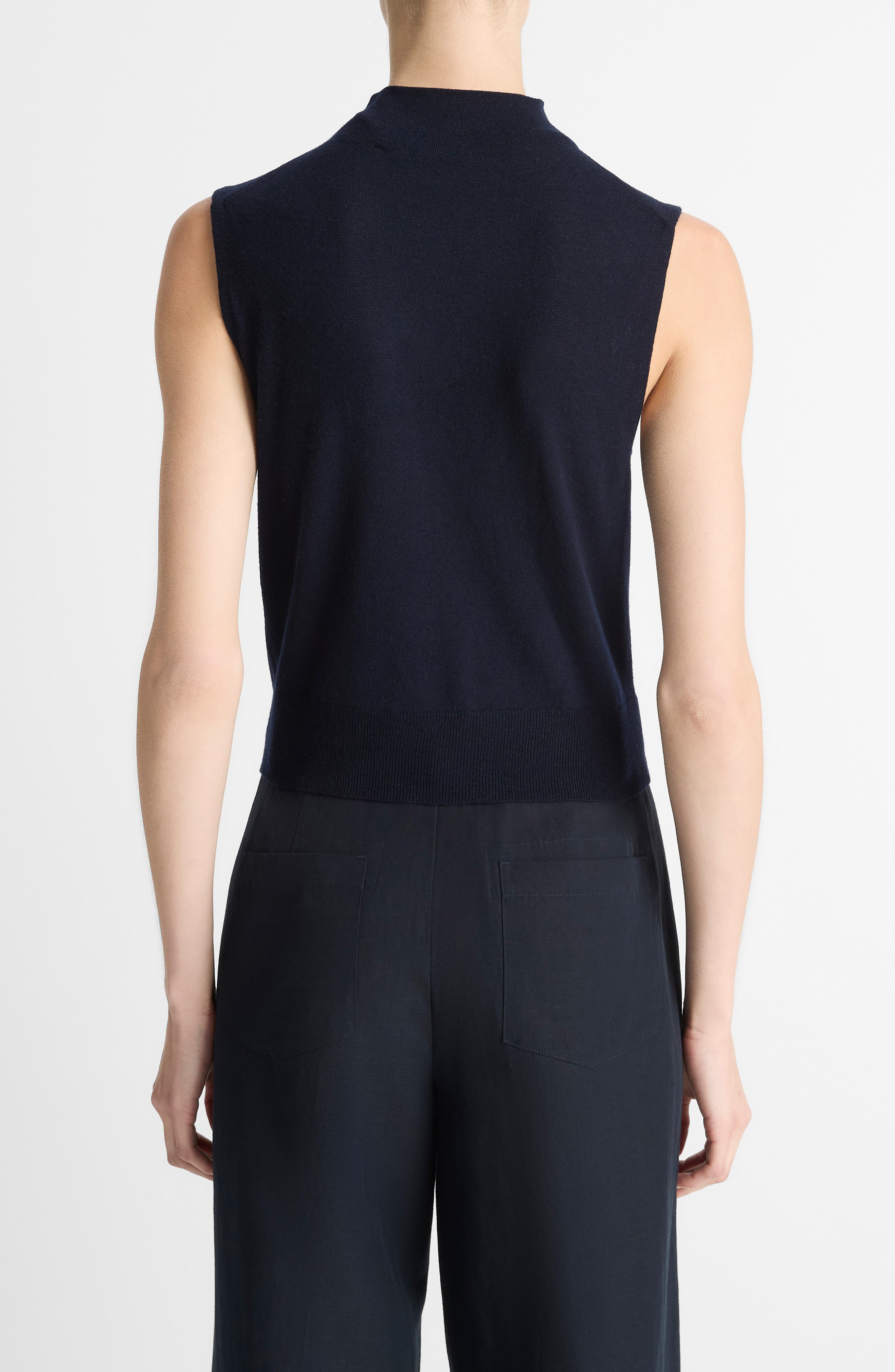 Vince Sleeveless Mock Neck Wool Blend Knit Top in Coastal at Nordstrom - 2