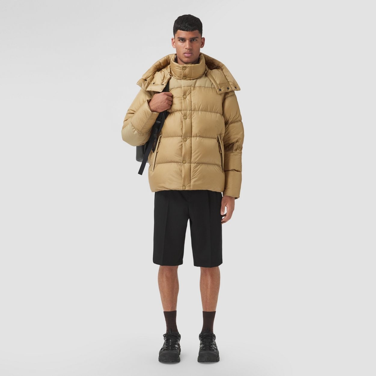 Detachable Sleeve Hooded Puffer Jacket - 1