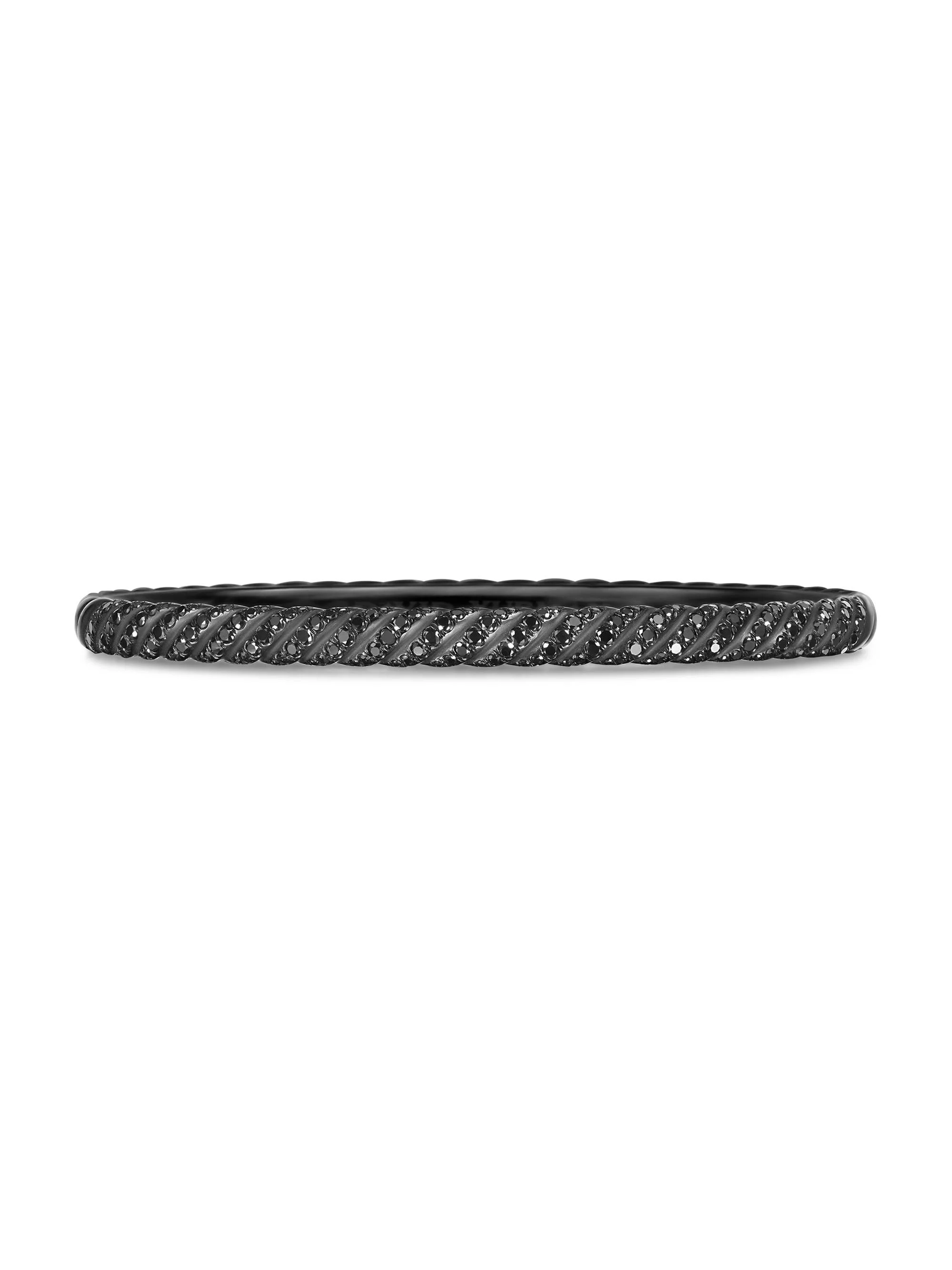 Women's Sculpted Cable Bangle Bracelet in Black Titanium - Black Diamond - 1