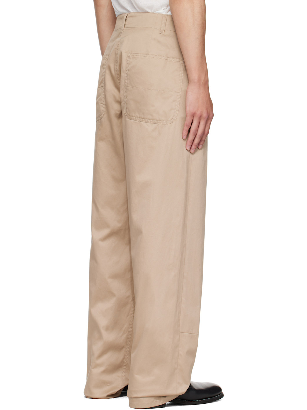 Beige Cotton Trousers - 3