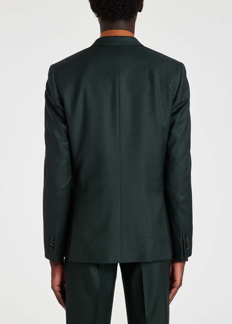 Tailored-Fit Dark Green Sharkskin Wool Suit 9