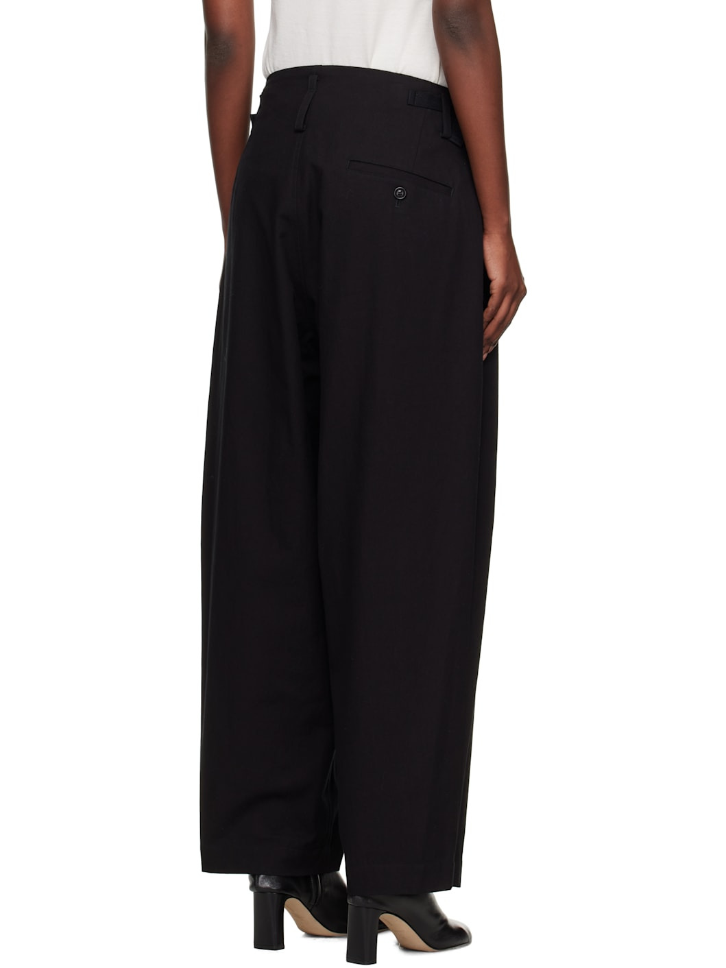 Black U-Double Tuck Wide Trousers - 3